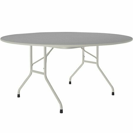 CORRELL 60'' Round Gray Granite Thermal-Fused Laminate Top Folding Table with Gray Frame 384CWBF60TFG